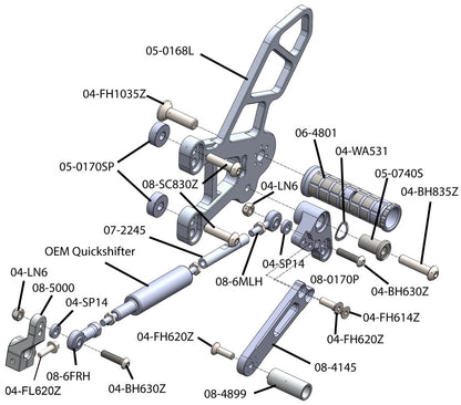 WOODCRAFT Kawasaki ZX-10R (16-20) Complete Rearset Kit (Standard or GP Shift)