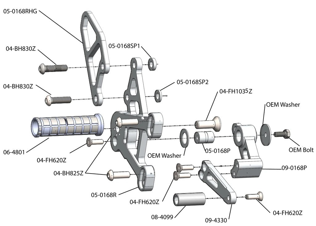 WOODCRAFT Kawasaki ZX-10R (16-20) Complete Rearset Kit (Standard or GP Shift)