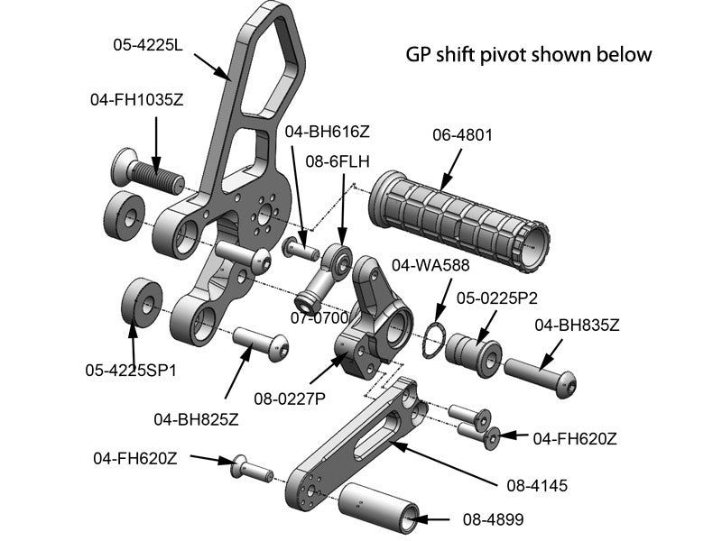 WOODCRAFT Suzuki SV650 (03-11) Black Complete Rearsets, Standard Shift, with Pedals