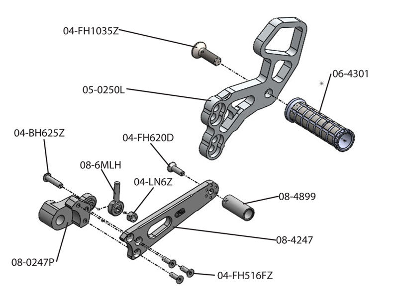 WOODCRAFT Suzuki GSX-R1000 (09-16) GSX-R600 / GSX-R750 (2011+) Black - Complete Rearset Kit W/Shift & Brake Pedals