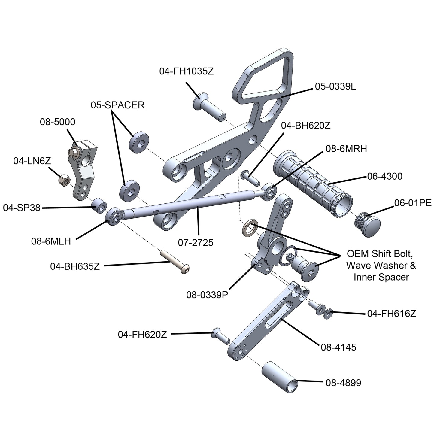 WOODCRAFT Honda CBR1000RR (2017+) Complete Rearset Kit