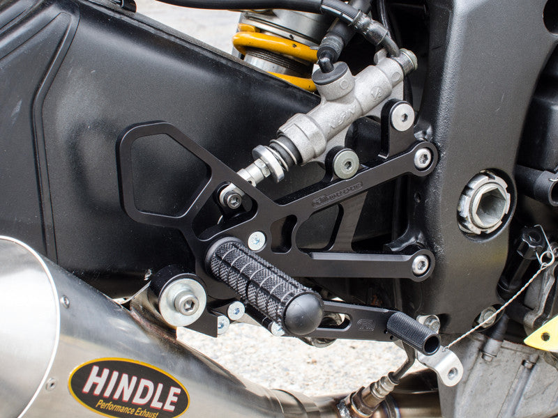 WOODCRAFT Yamaha R6 (2017+) Complete Rear Set Kit  Standard Shift  BLACK - WILL ALSO FIT 2006-16 MODELS