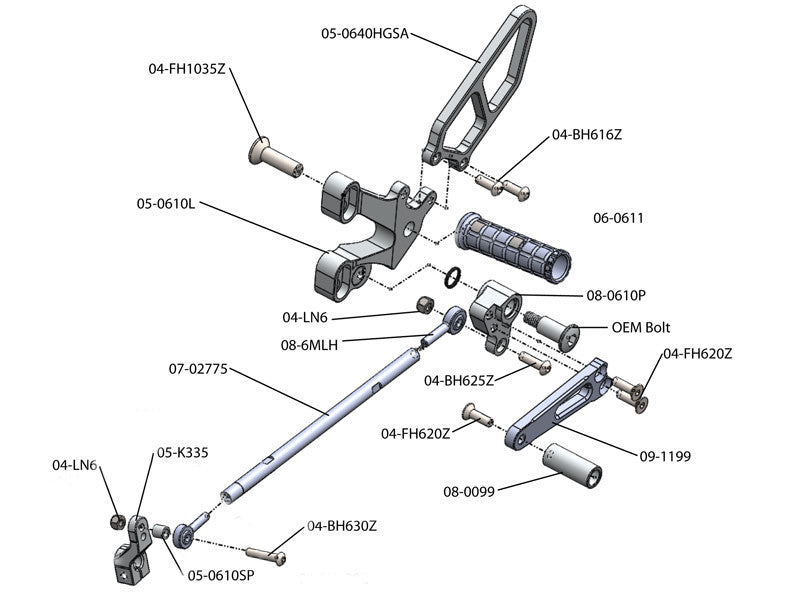 WOODCRAFT Ducati 748 / 916 / 996 / 998 Complete Rearset Kit