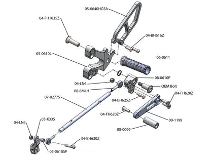 WOODCRAFT Ducati 748 / 916 / 996 / 998 Complete Rearset Kit