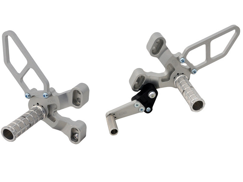 WOODCRAFT Ducati 848 /1098 / 1198 / 848 EVO Silver Rearset with Shifter