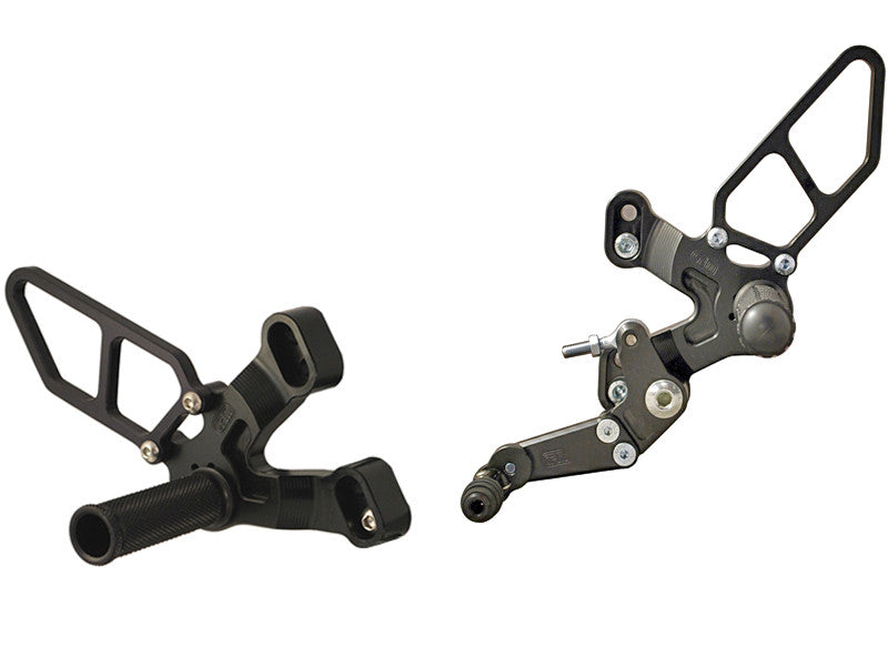 WOODCRAFT Ducati 1198SP (2011) 848 Evo (11-13) Rearset Kit  Black  w/ GP Shift Pedal (Factory Quick Shifter)
