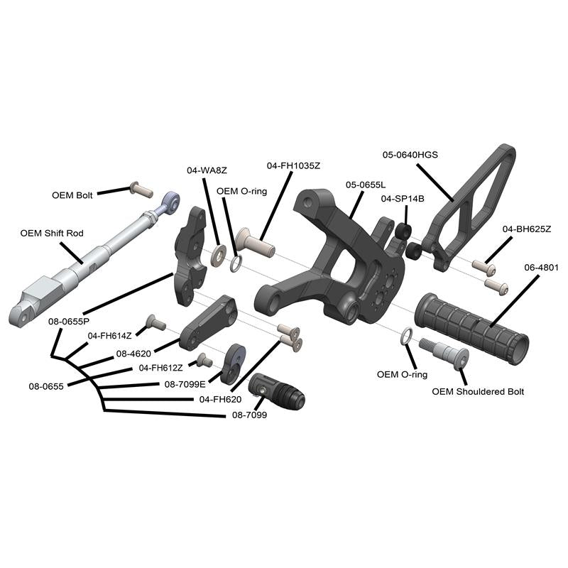 WOODCRAFT Ducati Panigale V4 (all) Complete Rearset Kit (18-20)