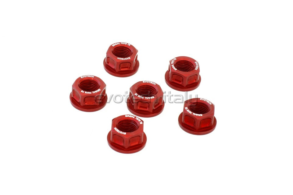 Evotech Srl Billet Aluminum Flange Nuts or Sprocket Nuts for Ducati's (set of 6) M10x1.0