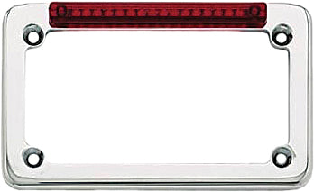 Led License Plate Frame Chrome W/Red Lens
