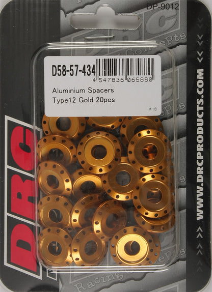 Aluminum Spacers Type 12 Gold M6x12mm 20/Pk