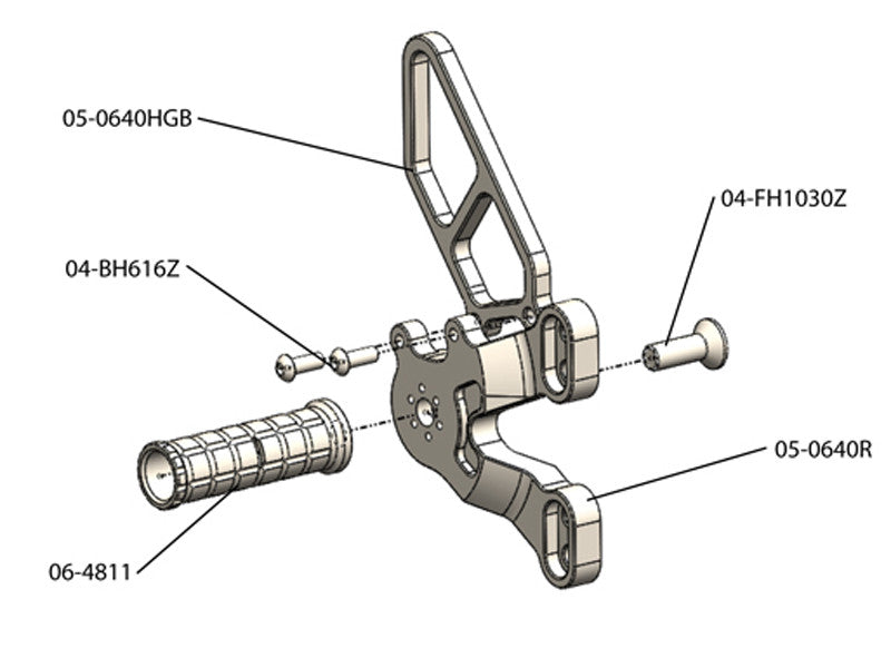 WOODCRAFT Ducati 1198SP (2011) 848 Evo (11-13) Rearset Kit  Black  w/ GP Shift Pedal (Factory Quick Shifter)
