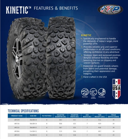 ITP Kinetic Tire 30x10R-14 8PR