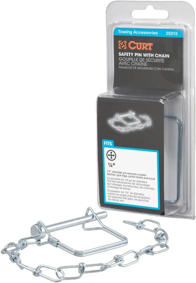 1/4" Safety Pin With 12" Chain 2 3/4" Pin Length