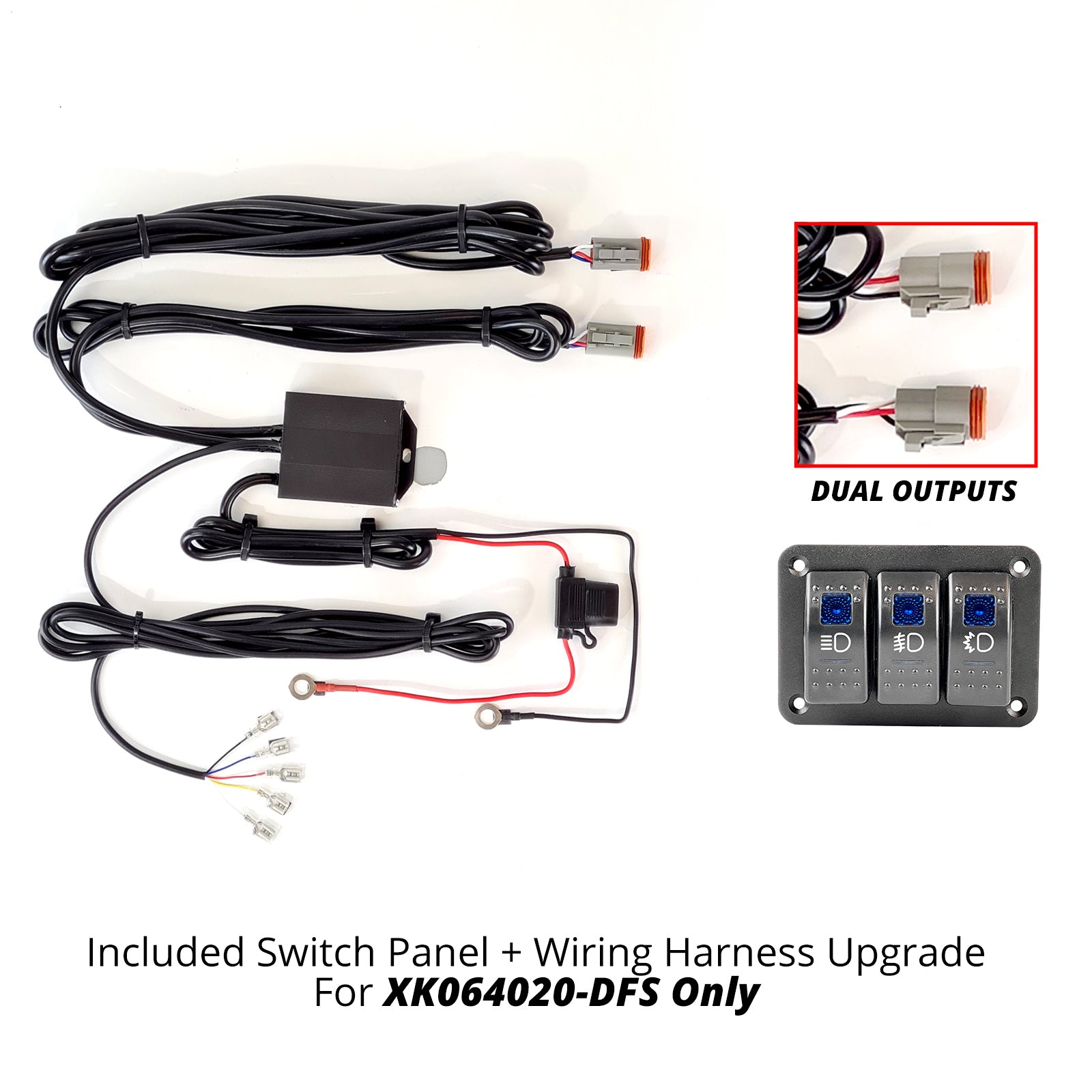 3 Switch Rocker Panel 3 Output Wire Strobe Combo