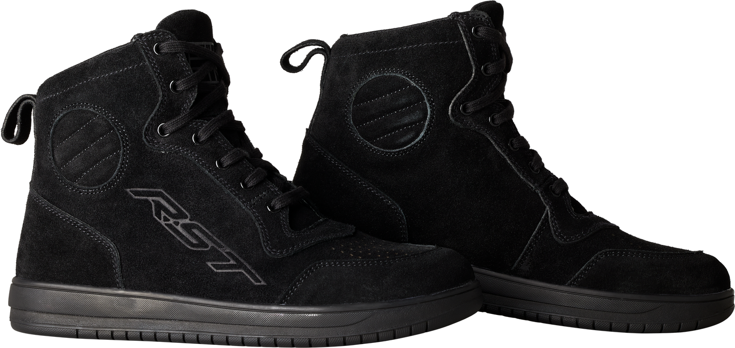 Ladies Hitop Moto Sneaker Ce Black Suede Sz 10