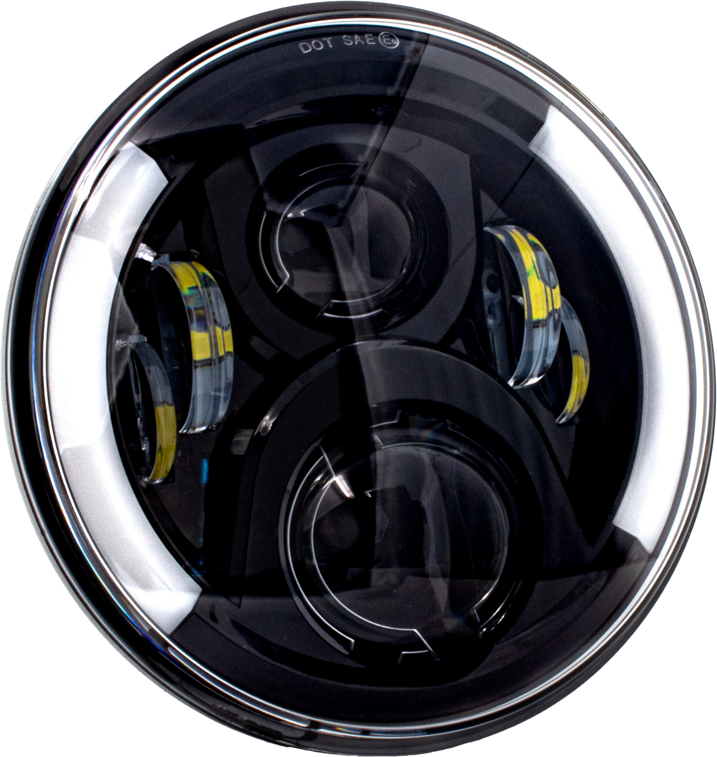 7" Led Deluxe Hdlght W Turns Black W/ Mnt Adapter