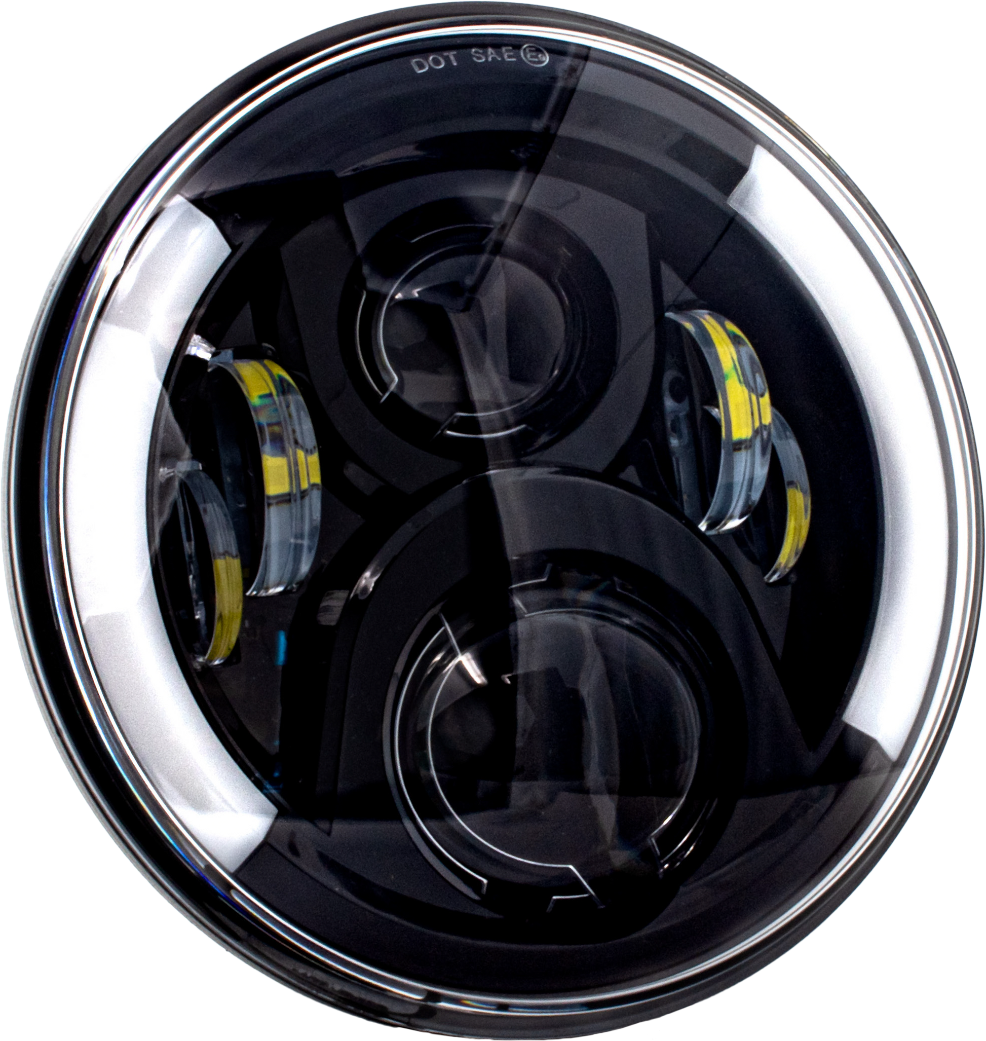 7" Led Deluxe Hdlght W Turns Black W/ Mnt Adapter