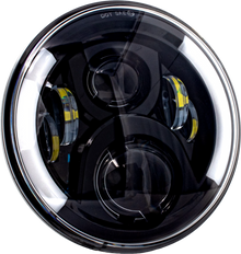 7" Led Deluxe Hdlght W Turns Black W/ Mnt Adapter