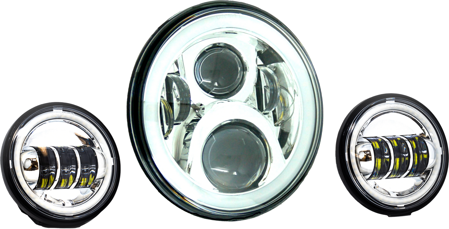 7" Led Hdlgt Kit Chr Halo W/ Mnt Adapter