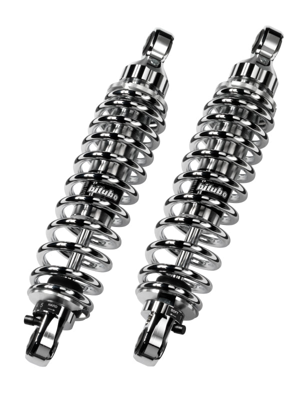 Bitubo WME0 Twinshocks Adjustable: Spring Preload, Rebound, Length 351mm, Chrome Edition