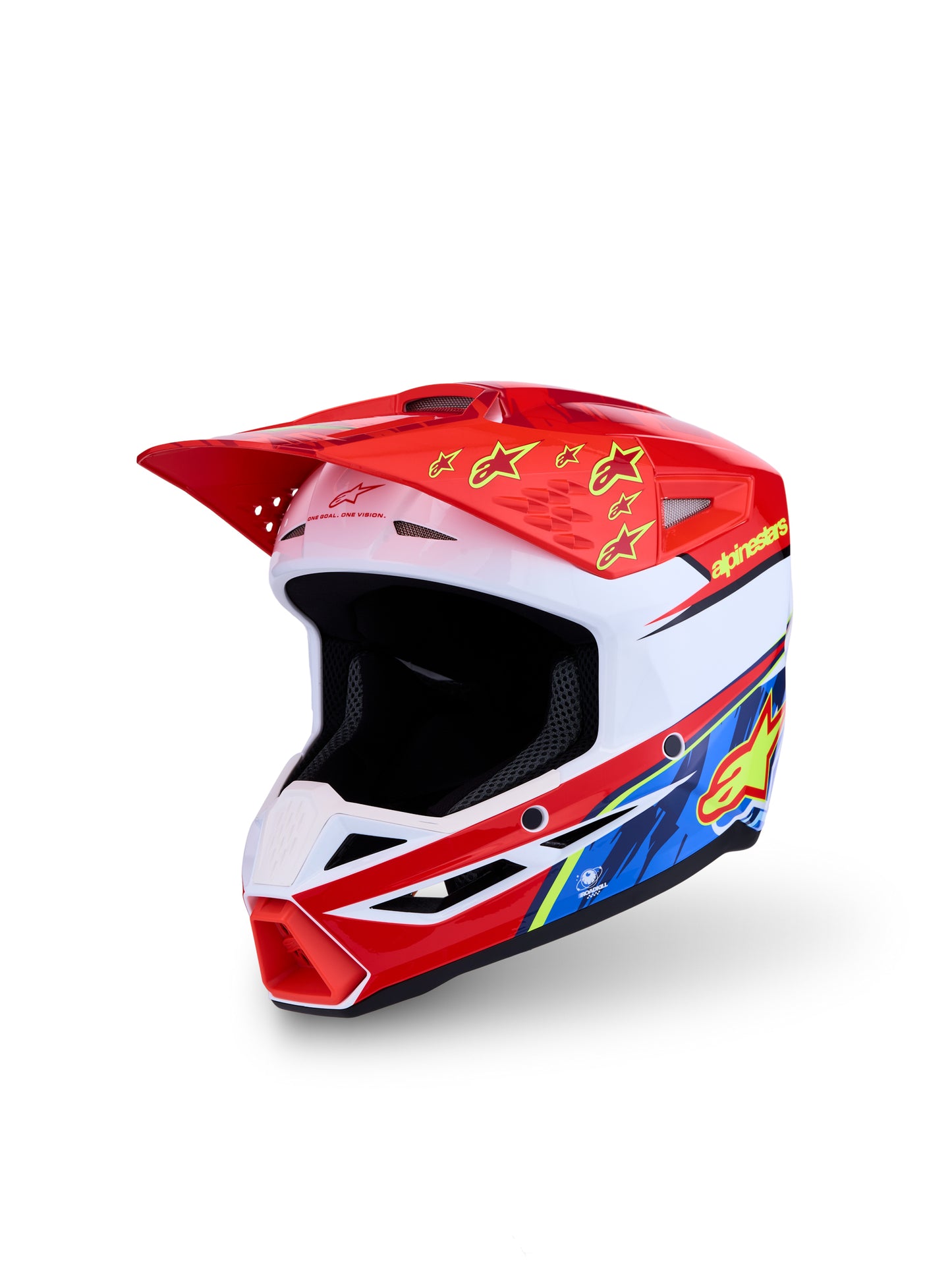 S M3 Falcon Yth Hlmt Ece06/Dot Red Fl/Wht/Blue/Yl Fl Gl Yl