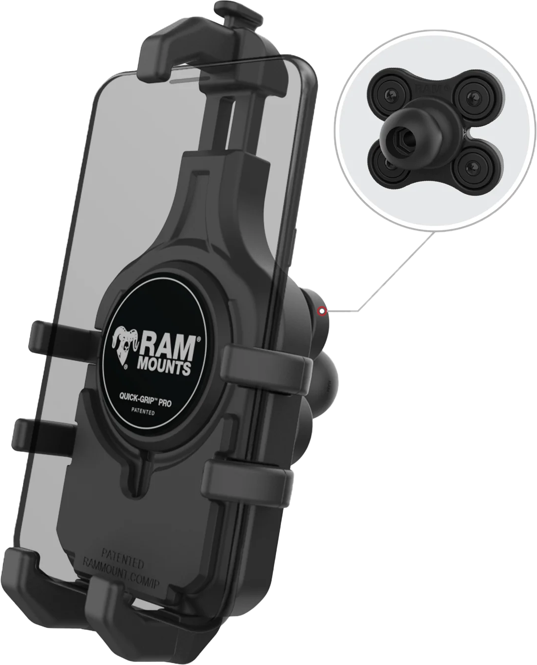 Quick Grip Pro Phone Holder W/Vibe Safe Ball