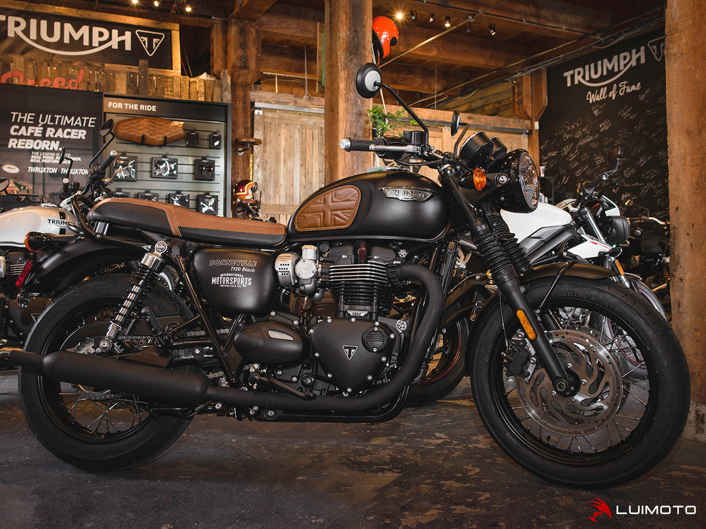 LUIMOTO TANK LEAF UNION JACK Tank Pads for the Triumph Bonneviille T120 /T100, Scrambler 1200, Thruxton 1200 /R (2016+), and Speed Twin (2019+)