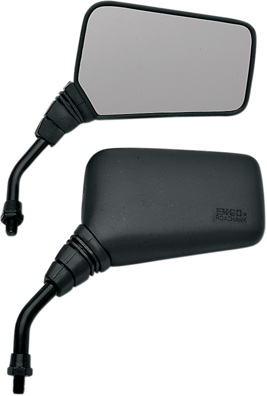 EMGO Mirror - Roadhawk - Side View - Rectangle - Short - M10 x 1.25 | M10 x 1.25 (Left Hand) - Black 20-25150