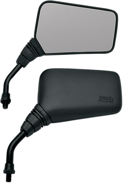 EMGO Mirror - Roadhawk - Side View - Rectangle - Short - M10 x 1.25 | M10 x 1.25 (Left Hand) - Black 20-25150