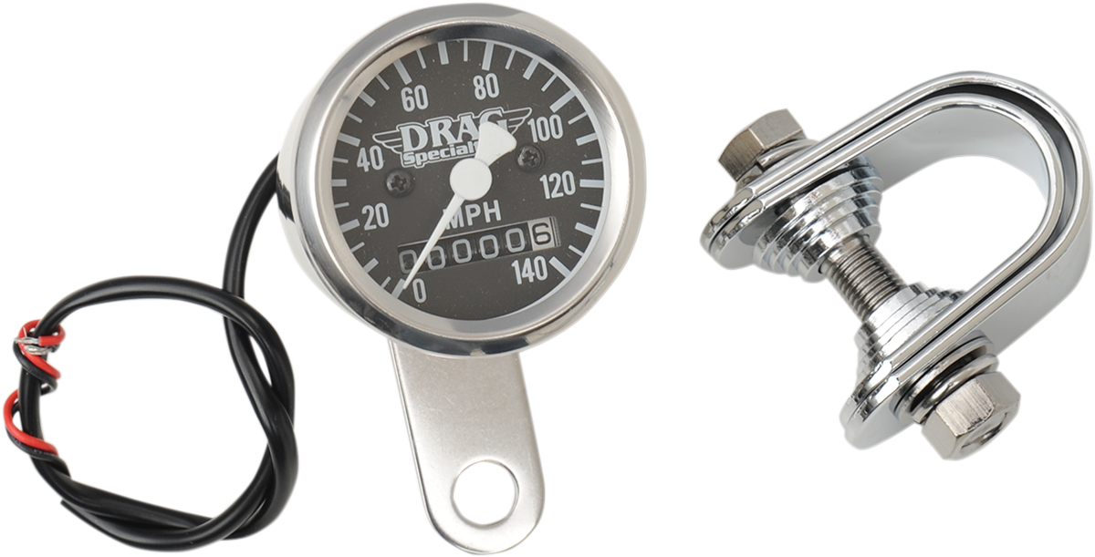 DRAG SPECIALTIES Mini Speedometer - Black - 2:1 Ratio - 1-7/8" 21-6961DS-BX15A