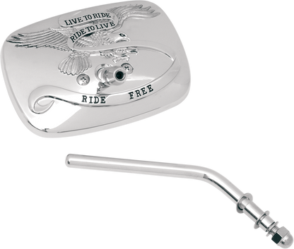 EMGO Mirror - "Live to Ride" - Side View - Rectangle - Chrome - Right 20-31701A