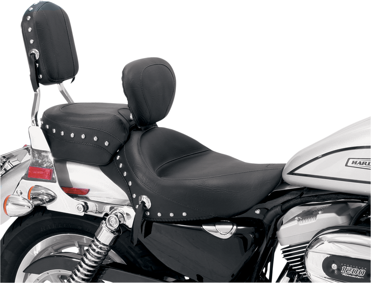 MUSTANG Wide Solo Seat - With Backrest - Black - Studded w/ Concho - XL '04-'21 79437
