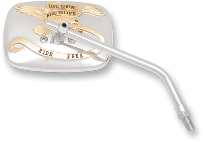 EMGO Mirror - "Ride Free" - Side View - Rectangle - M10 x 1.25 - Gold/Chrome - Right 20-31757A