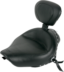 MUSTANG Wide Solo Seat - With Backrest - Black - Studded w/ Concho - XL '04-'20 79439