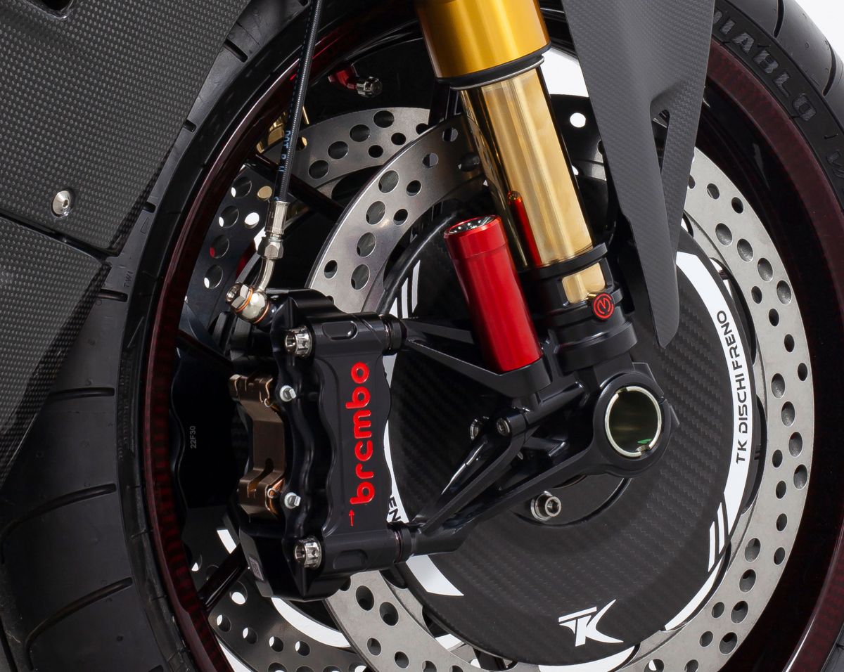Motocorse 100mm (OE) Billet Fork Lowers "GP STYLE" (Caliper mounts) for Pressurized Ohlins front forks for Ducati Panigale / Streetfighter V4 S / R / Speciale, V2 S / R models