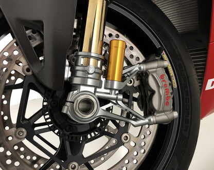 Motocorse 100mm (OE) Billet Fork Lowers "GP STYLE" (Caliper mounts) for Pressurized Ohlins front forks for Ducati Panigale / Streetfighter V4 S / R / Speciale, V2 S / R models