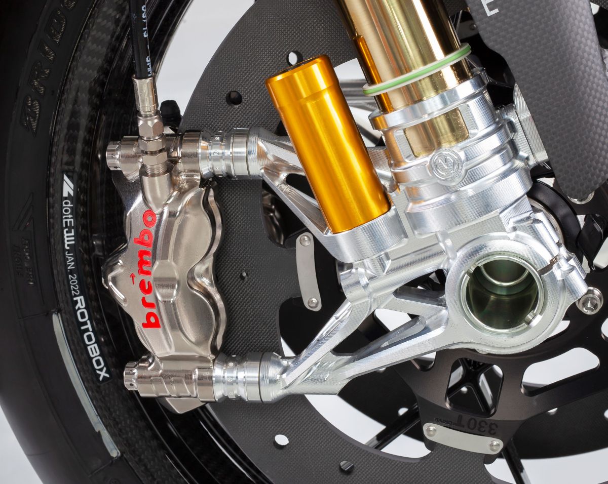 Motocorse 108mm (OE) Billet Fork Lowers "GP STYLE" (Caliper mounts) for Pressurized Ohlins front forks for Ducati Pangiale / Streetfighter V4 S / R / Speciale, V2 S / R models