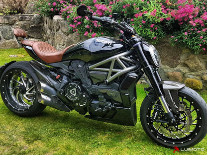 LUIMOTO Vintage Diamond Passenger Seat and Backrest Covers for the Ducati XDiavel