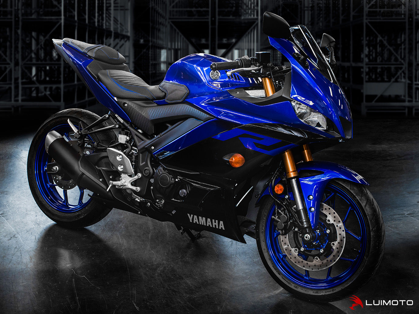 LUIMOTO RACE Passenger Seat Covers for the YAMAHA YZF-R3 (2015+), YZF-R25 (2015+), and MT-03 (2020+)