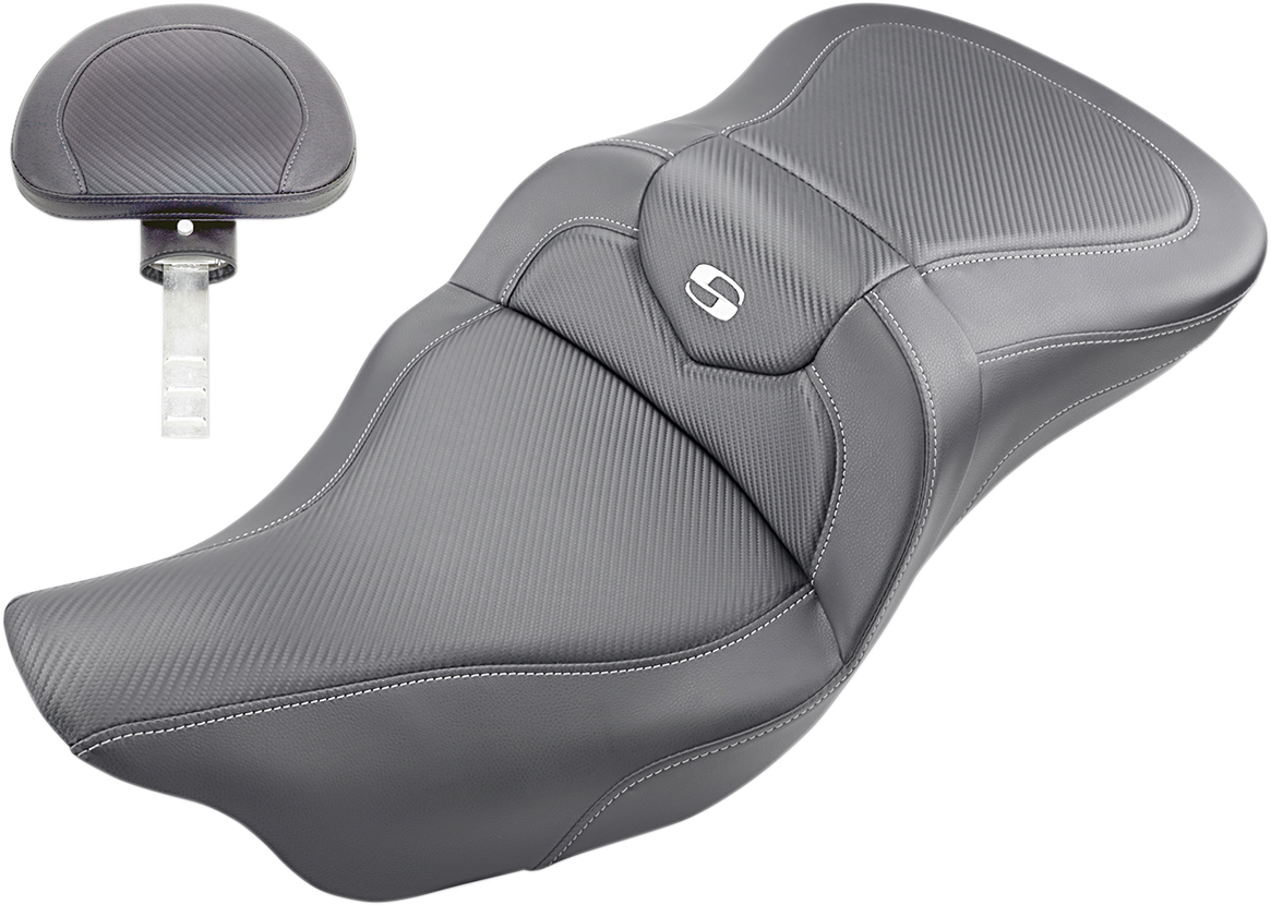 SADDLEMEN Roadsofa™ Seat - Carbon Fiber - with Backrest - FL '08-'24 808-07B-185BR