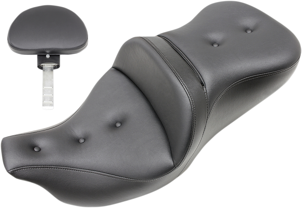 SADDLEMEN Roadsofa™ Seat - Pillow Top - with Backrest - Black - FLH/FLT '09-'24 808-07B-181TBR