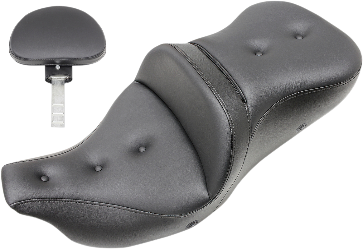 SADDLEMEN Roadsofa™ Seat - Heated - Pillow Top - with Backrest - Black - FLH/FLT '09-'24 808-07B-181TBRH