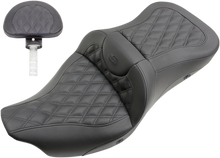 SADDLEMEN Roadsofa™ Seat - Heated - Full Lattice Stitch - with Backrest - Black - FL '09-'24 808-07B-182TBRH