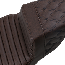 SADDLEMEN Step-Up Seat - Front Tuck-n-Roll/Rear Lattice Stitch - Brown - FL '08-'24 808-07B-176BR