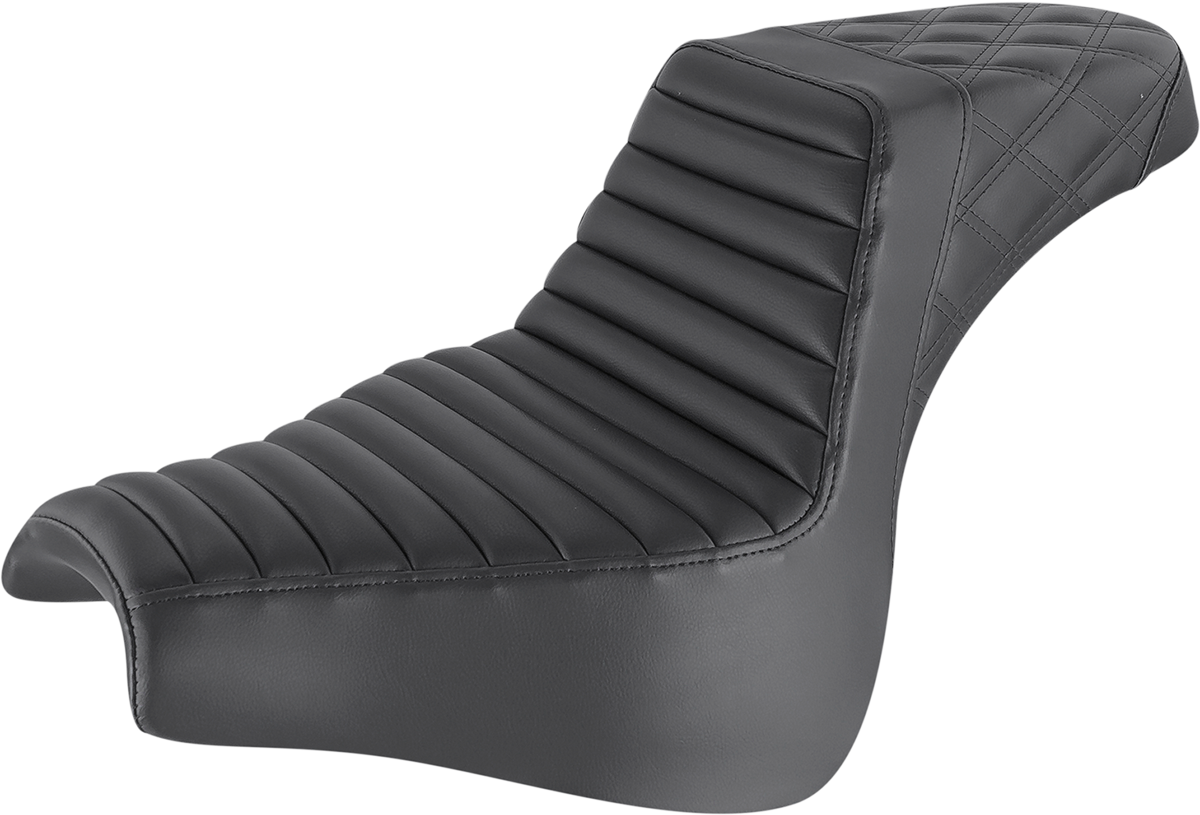 SADDLEMEN Step-Up Seat - Front Tuck-n-Roll/Rear Lattice Stitch - Black - FXFB/S '18-'23 818-28-176