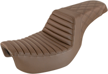 SADDLEMEN Step-Up Seat - Front Tuck-n-Roll/Rear Lattice Stitch - Brown 806-04-176BR