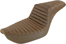 SADDLEMEN Step-Up Seat - Front Tuck-n-Roll/Rear Lattice Stitch - Brown - Dyna 896-04-176BR