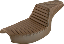 SADDLEMEN Step-Up Seat - Front Tuck-n-Roll/Rear Lattice Stitch - Brown 882-09-176BR