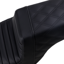 SADDLEMEN Step-Up Seat - Front Tuck-n-Roll/Rear Lattice Stitch - Black 807-11-176