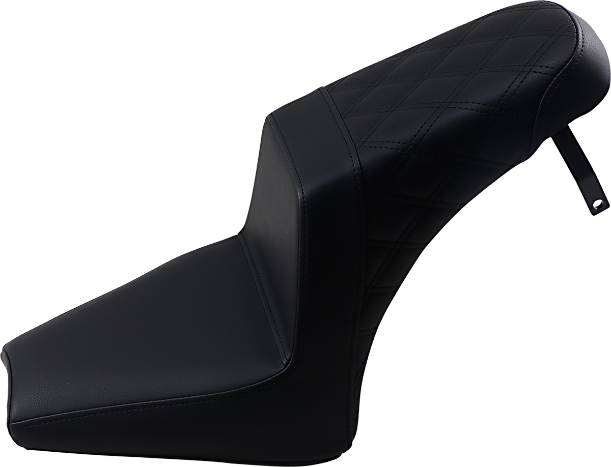 SADDLEMEN Step-Up Seat - Front Smooth/Rear Lattice Stitch - Black - Scout Bobber I18-33-173